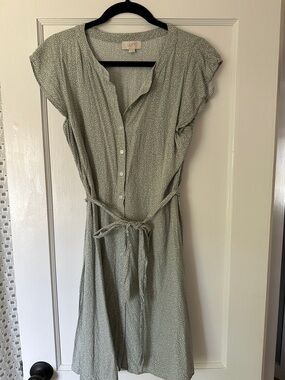 Loft green and white polka-dot spring dress, size 8